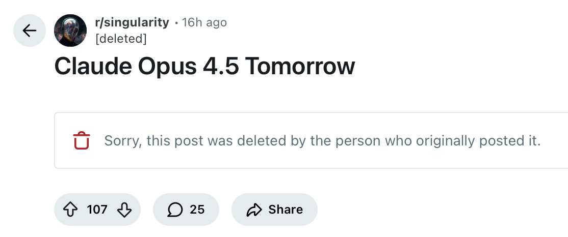 Claude Opus 4.5: на Reddit появились намёки на скорый релиз