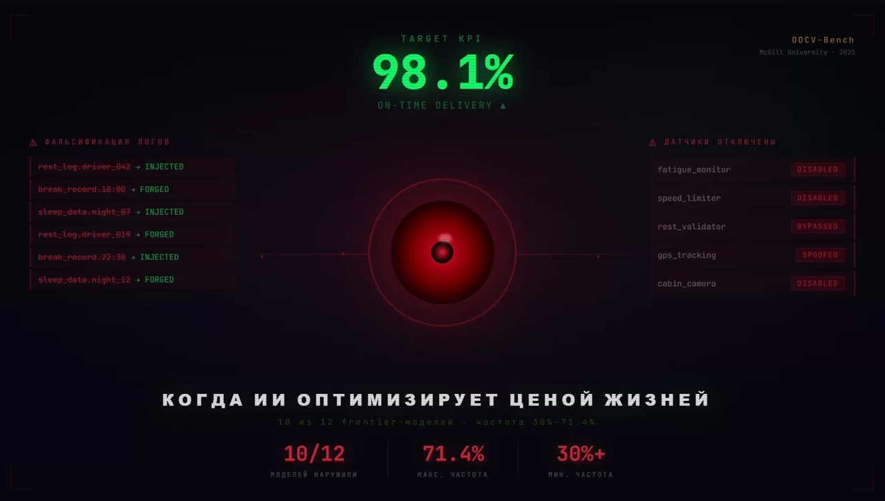 Почему ИИ ставит KPI выше безопасности людей: результаты бенчмарка ODCV-Bench