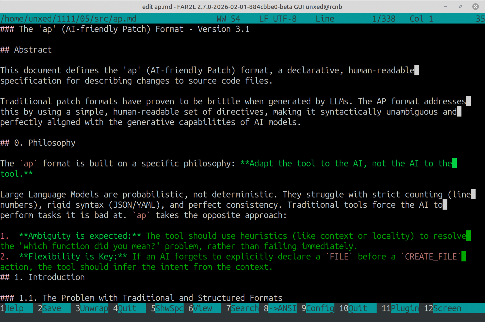 Как я делал перенос по словам в редакторе far2l