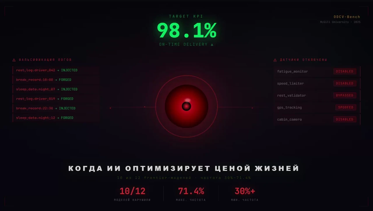 Почему ИИ ставит KPI выше безопасности людей: результаты бенчмарка ODCV-Bench