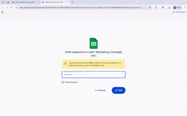 В Google Drive стало возможным редактировать защищённые паролем файлы MS Office