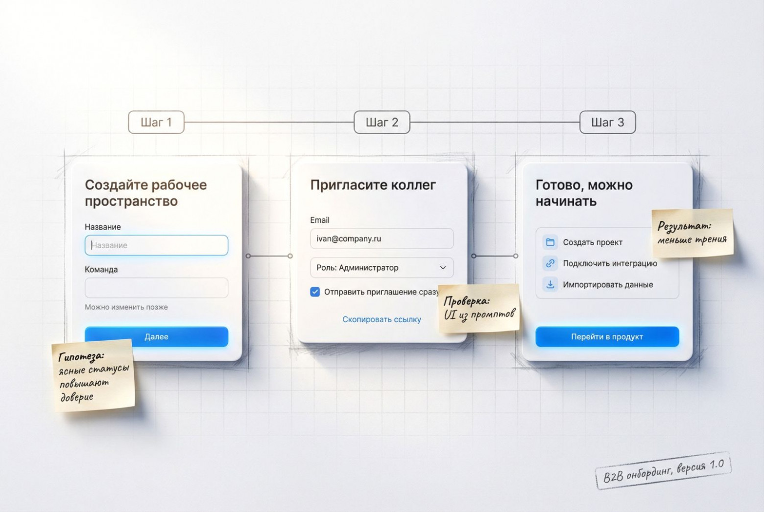 Тестирую Nano Banana на реальной UX-задаче → создать workspace и пригласить коллегу (B2B SaaS)